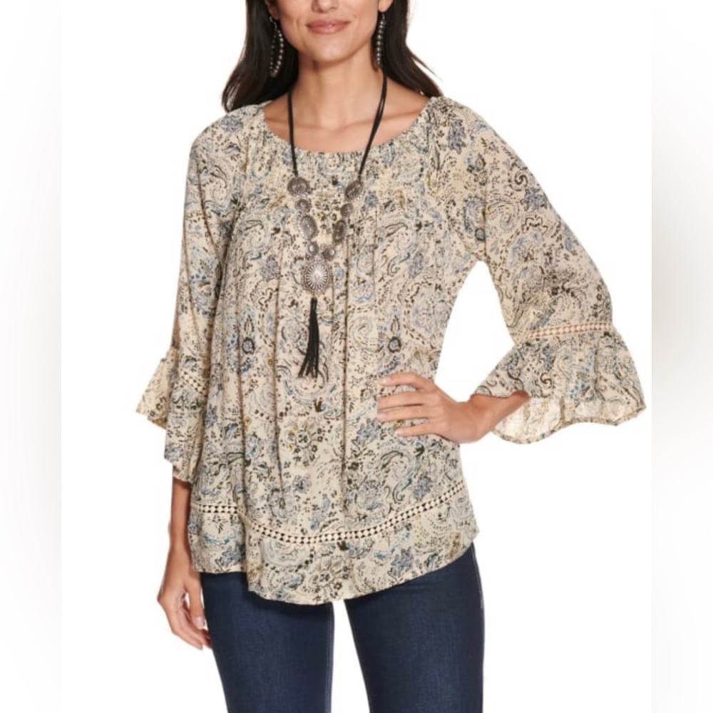 Blue Paisley Blouse Magnolia Lane NWT
